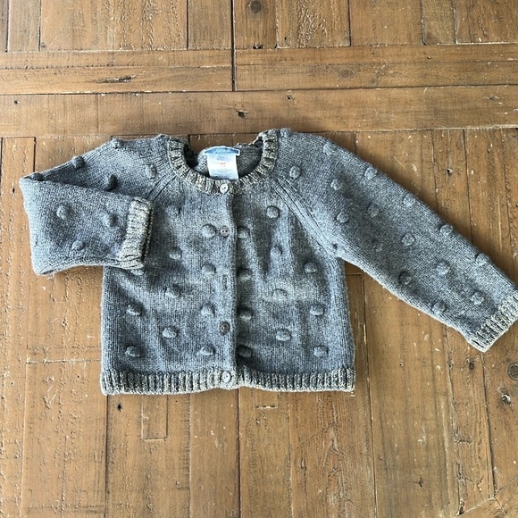 Jacadi Other - Jacadi gray metallic Pom Pom knit cardigan sweater